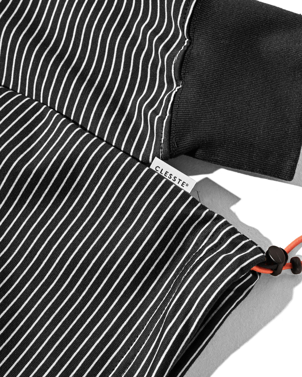 CLESSTE / 'C x Concept' Striped L/S T-Shirt With Drawstrings (Black x White)