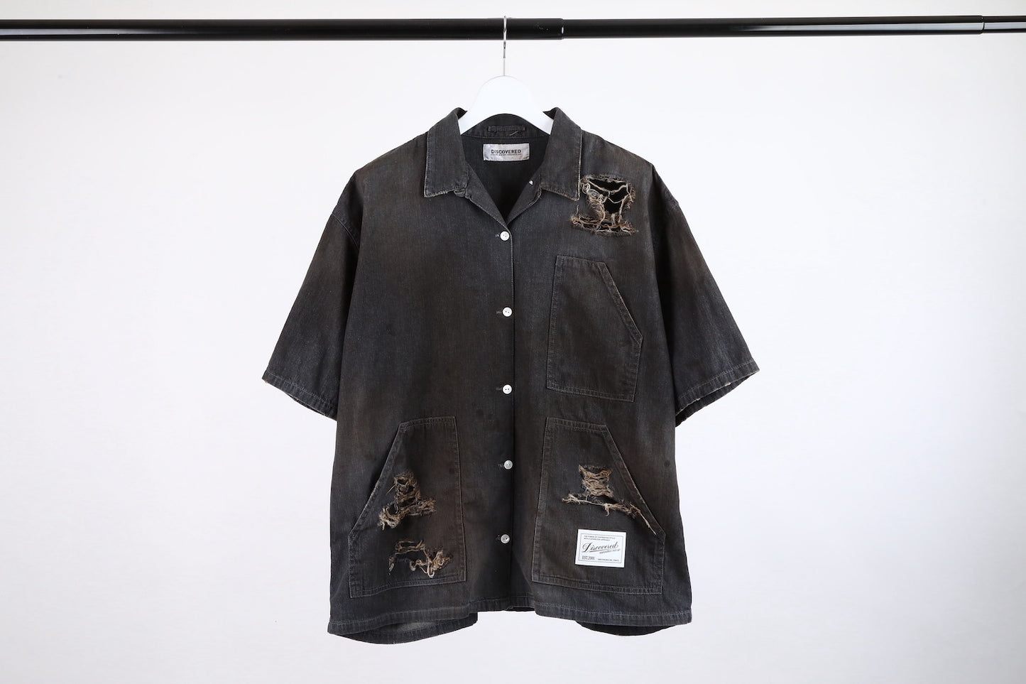 DISCOVERED / Short Sleeve Denim Shirts (Black)