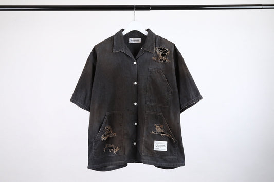 DISCOVERED / Short Sleeve Denim Shirts (Black)