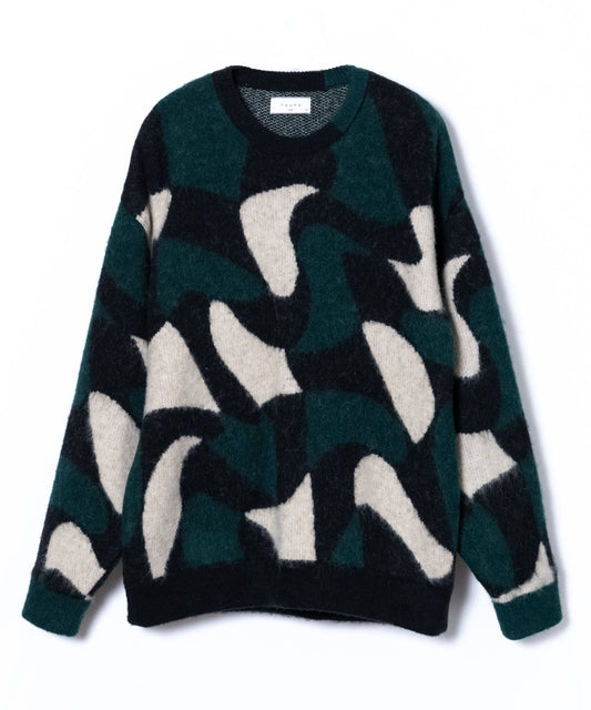 TAUPE / Wavy Jq Crew Neck Knit