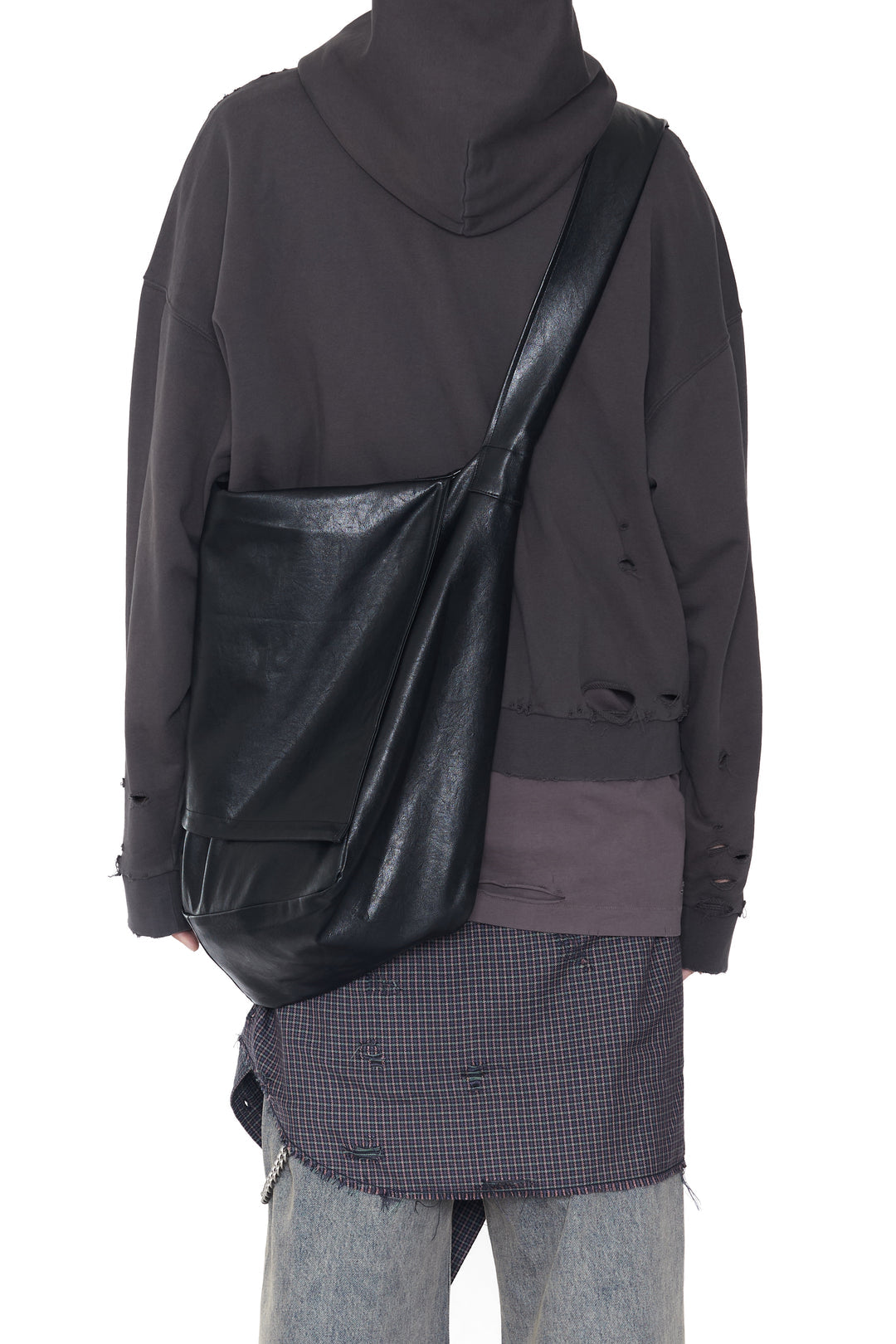 CODA / Black Synthetic Leather Cross Over Bag