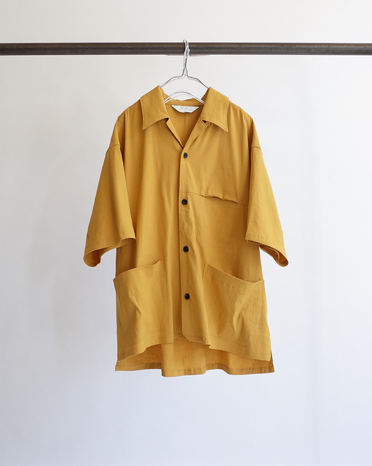 Linen Viscose Open Collar PK SS Shirt (Yellow)