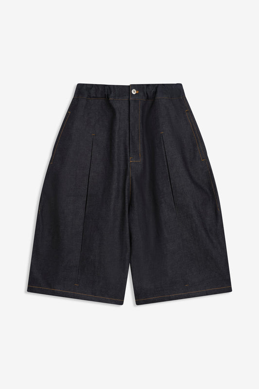 SAGE NATION / Box Pleat Short Denim - Raw Indigo