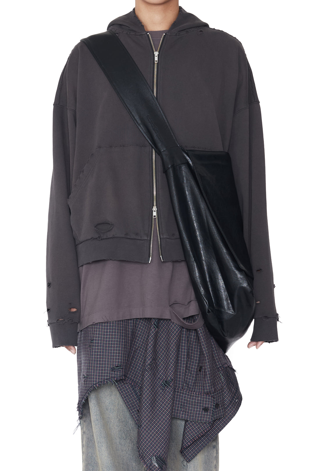CODA / Black Synthetic Leather Cross Over Bag