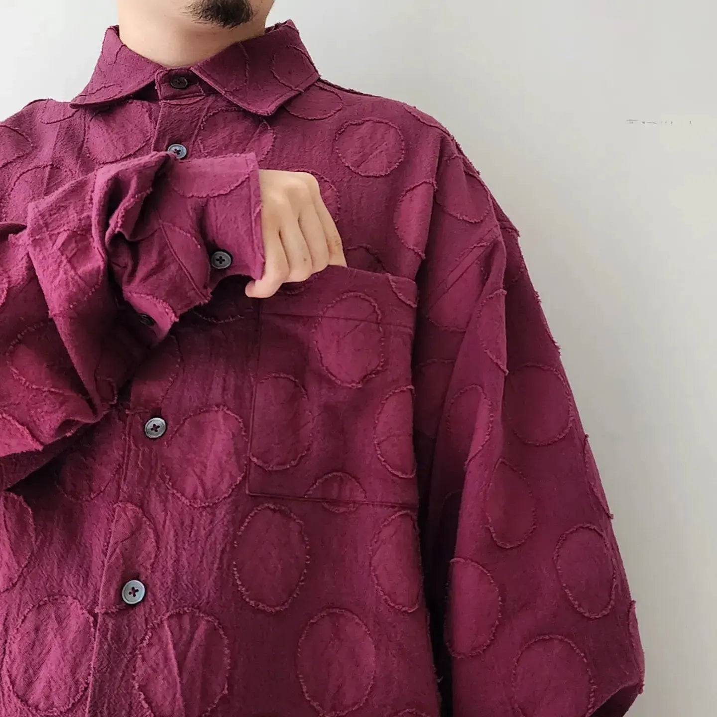Vintage Purple Jacquard Oversize Shirt