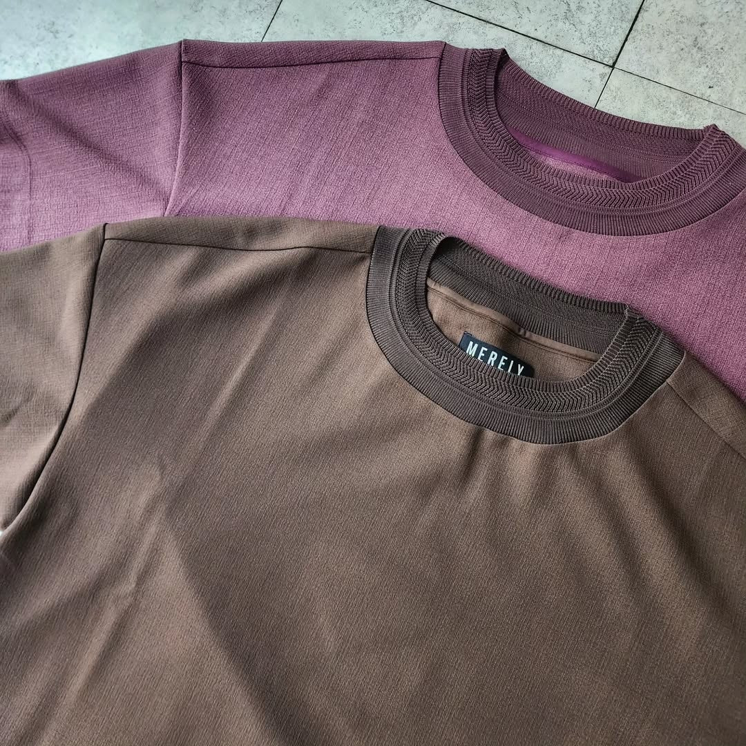 MERELY MADE / Grape Purple Merely Wide Round Neckline T-Shirts