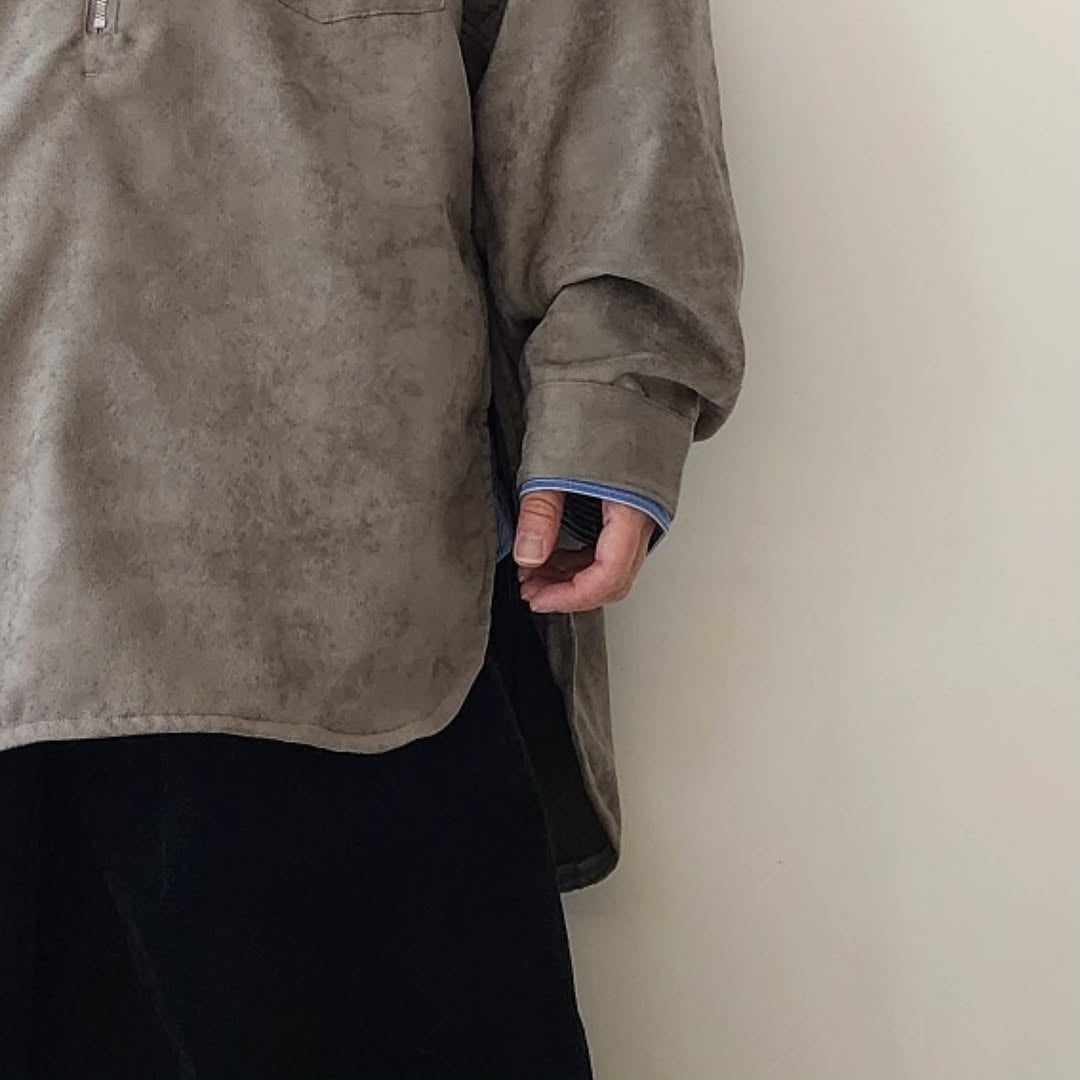 ANCELLM / Vegan Leather Skipper Long LS Zip Shirt – Tree and