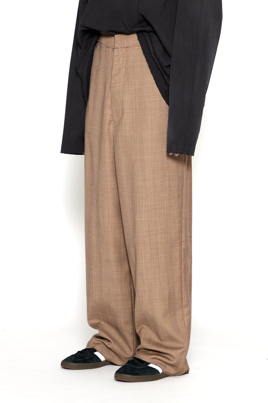 CODA / Brown Check Wool Extended Cut Tailored Wide Slack