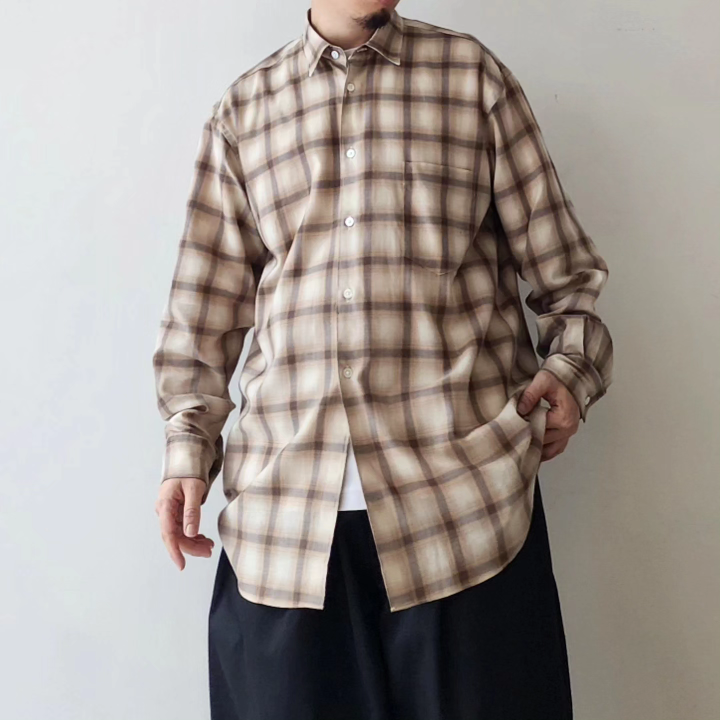 INTERIM / Supima Wool Check Regular Collar Shirt