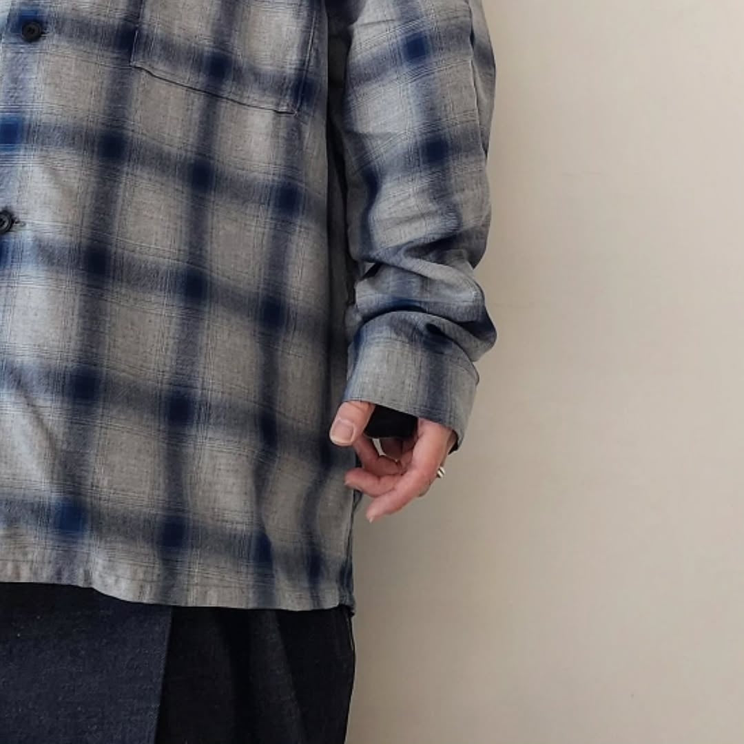 ESSAY / Shadow Check Open Collar Shirt