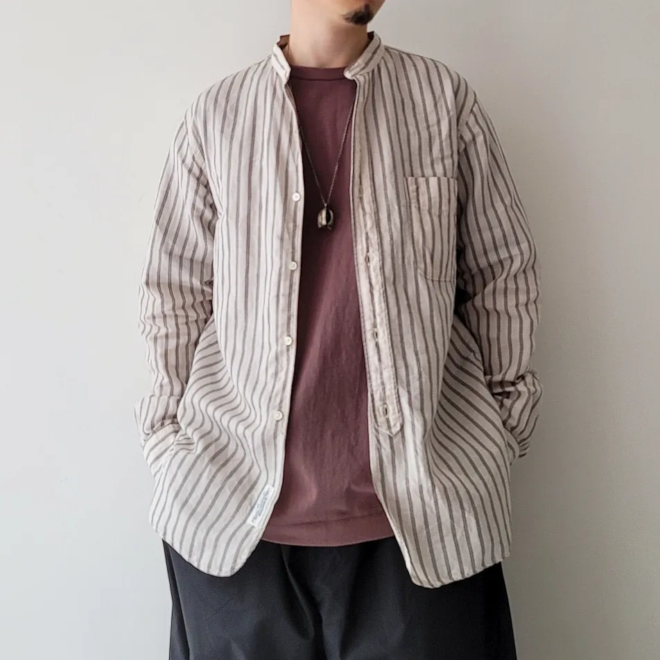 Banded Collar Shirts -Cotton/Linen