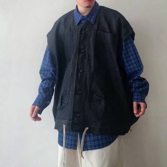 O PROJECT / Body Warmer (Black Dry Denim)