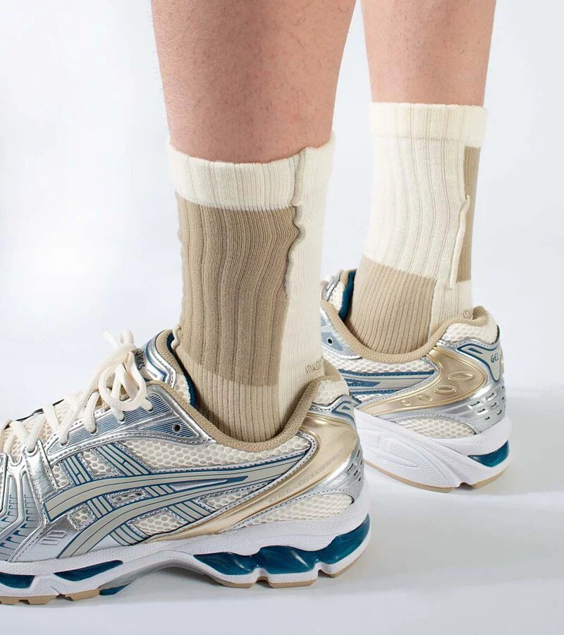 Patch Beige - Patchwork Crew socks