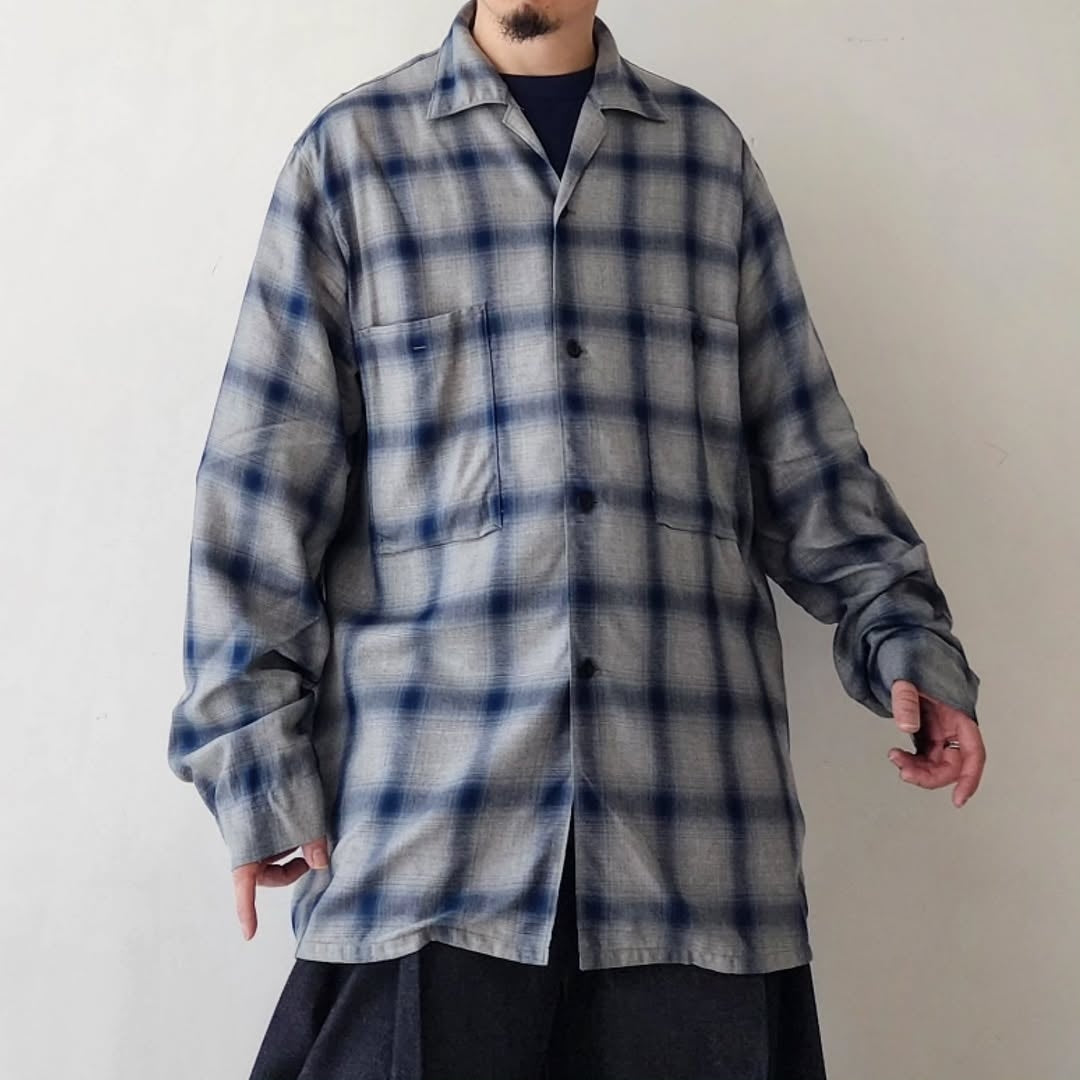 ESSAY / Shadow Check Open Collar Shirt
