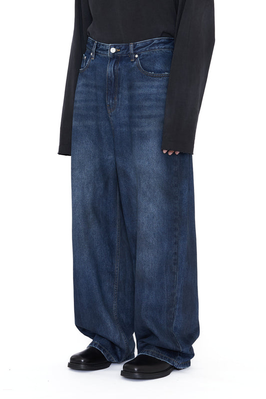 CODA / DIrty Indigo Washed Distressed Extended Cut Luft Jeans