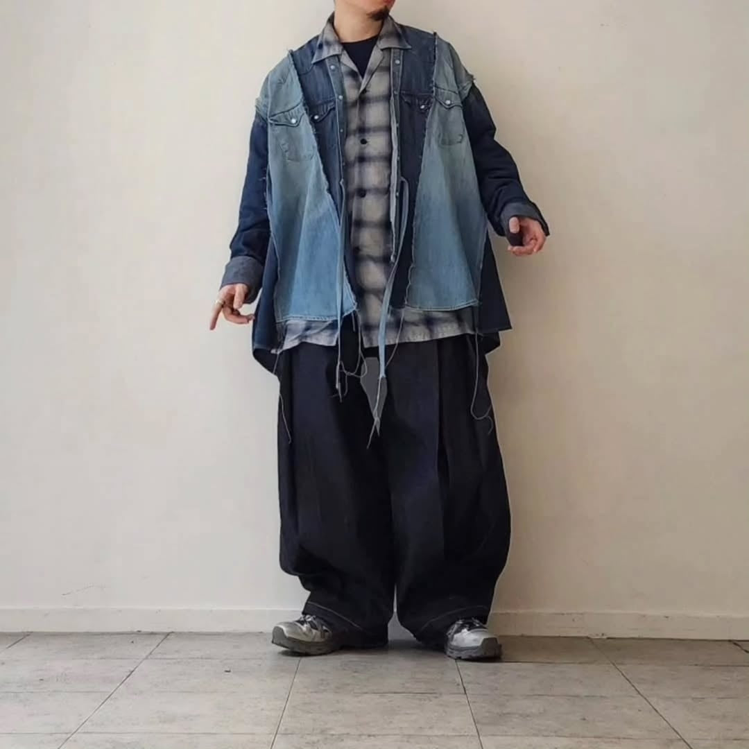 ESSAY / Shadow Check Open Collar Shirt