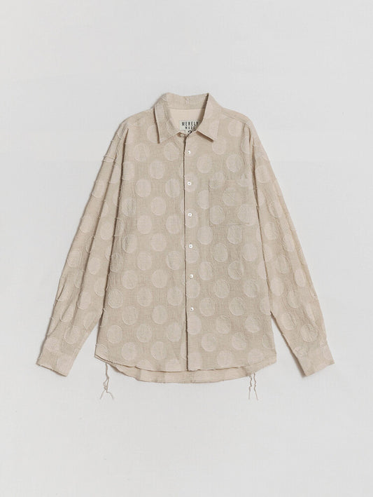 Vintage Oatmeal Jacquard Oversize Shirt