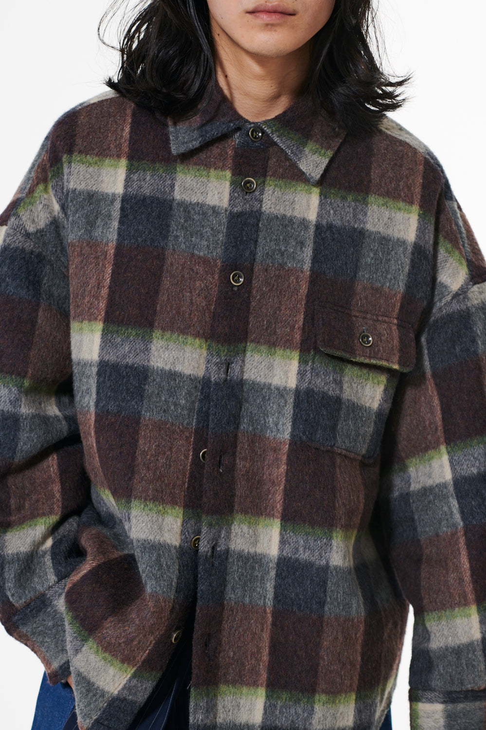 DISCOVERED / Check Shaggy Padded Shirt