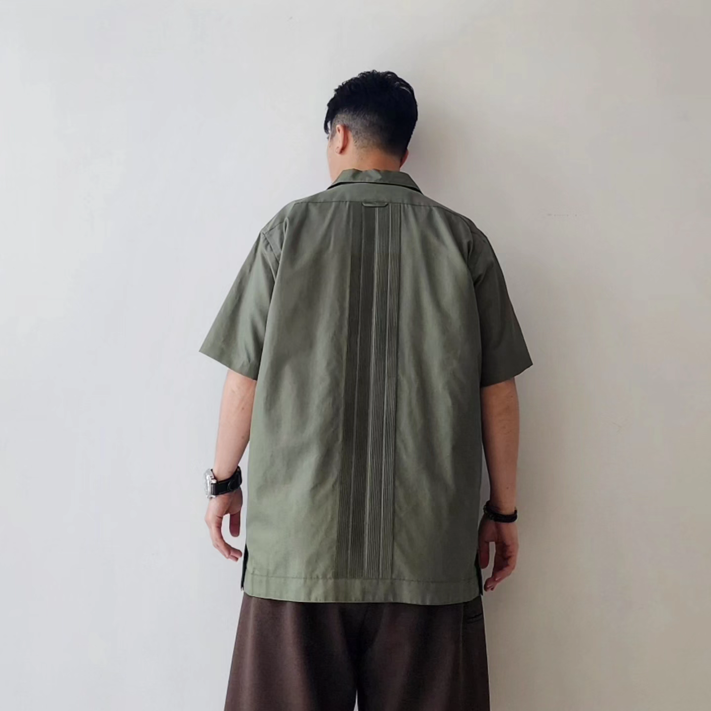 INTERIM / Hyper Big Cotton Silk Poplin Hand Pin Tuck S/S Cuba Shirts
