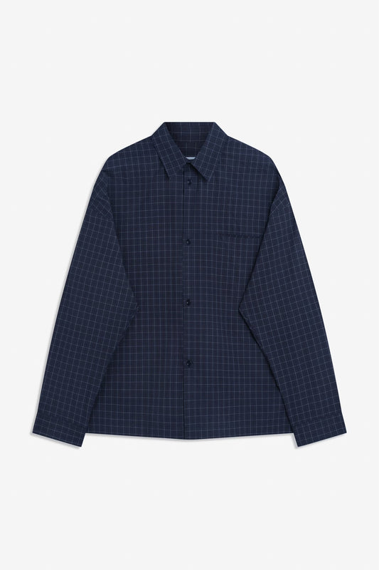 SAGE NATION / Pocket Parka Shirt - Stone Blue Check