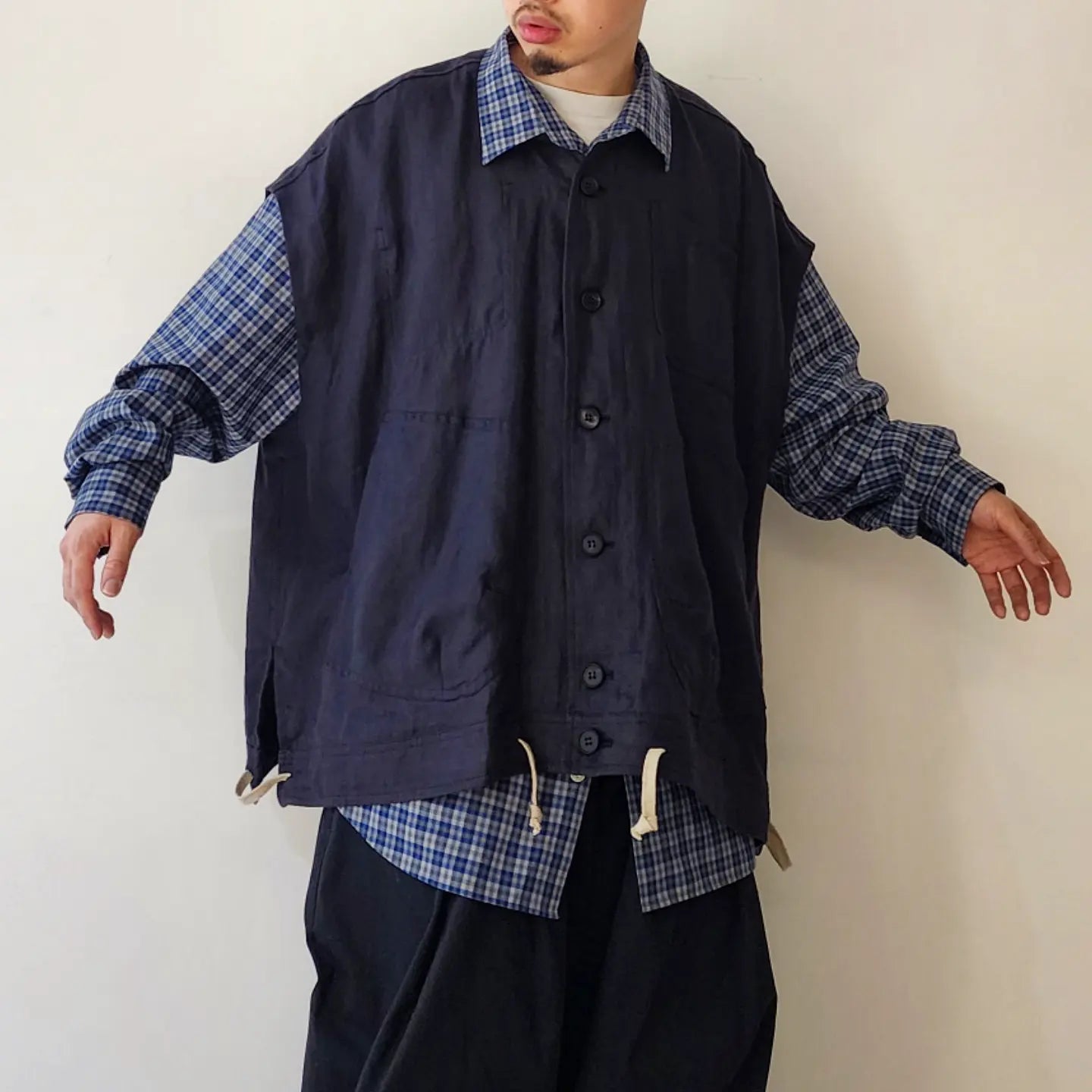 Body Warmer / Dark Grey Dense Herringbone