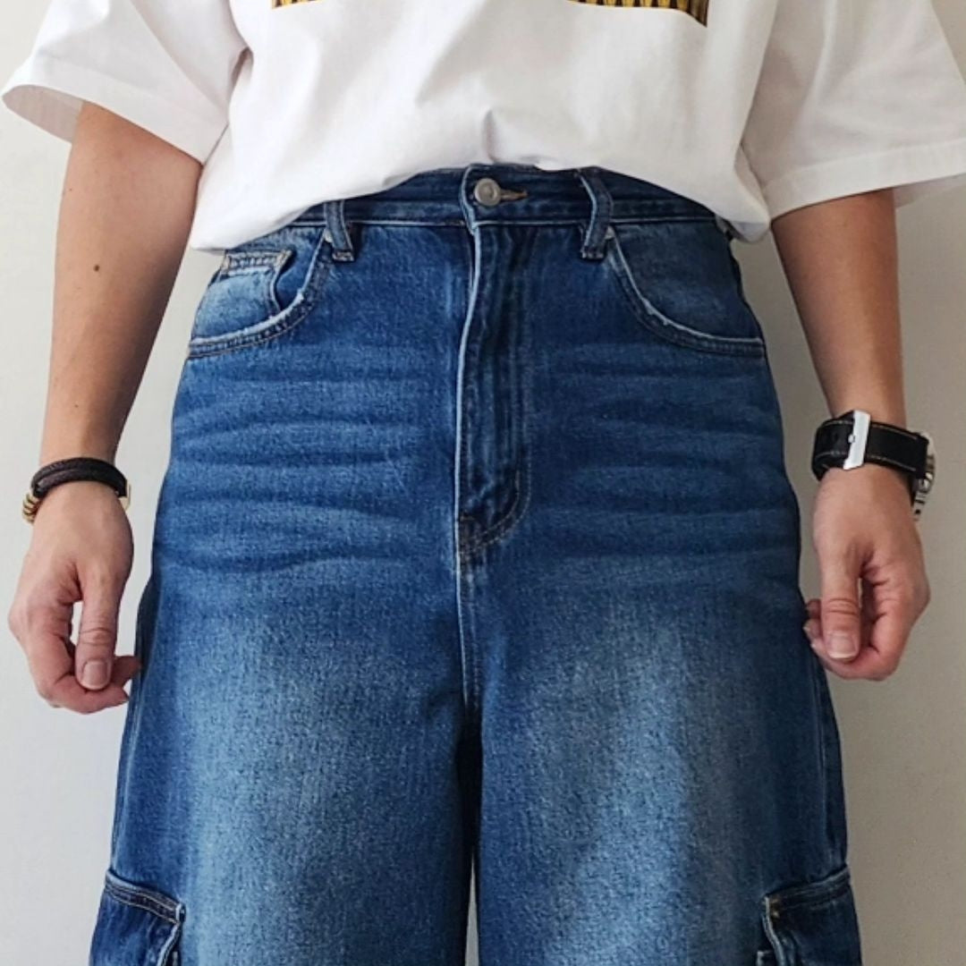 CODA / Indigo Denin Flared Cut Cargo Pants