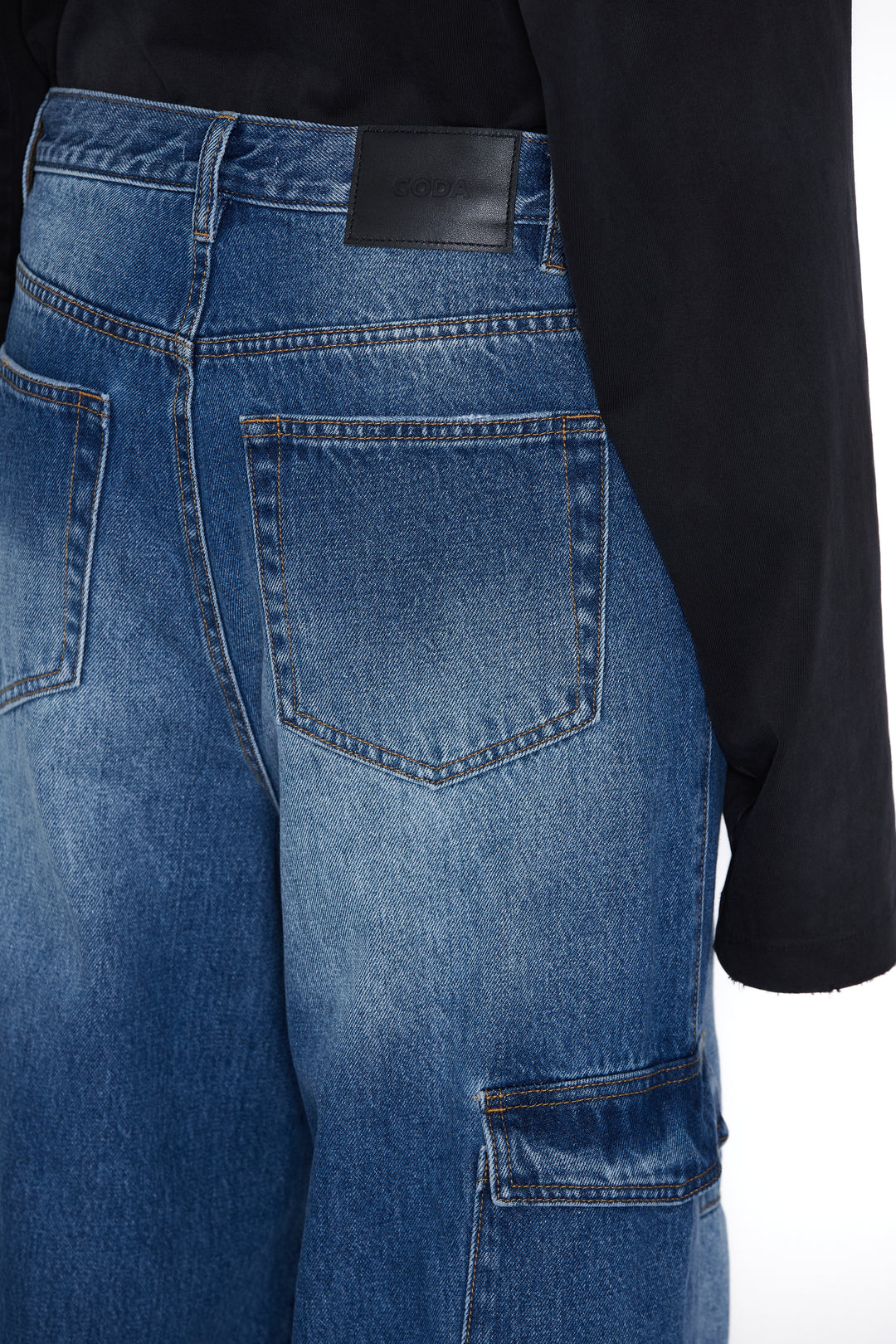 CODA / Indigo Denin Flared Cut Cargo Pants
