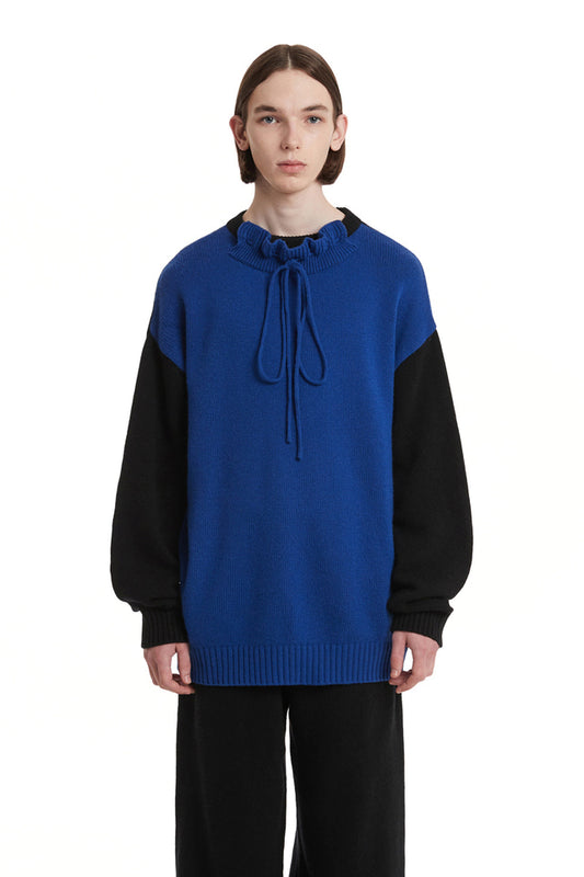Ruffled Neck Knit Sweater
