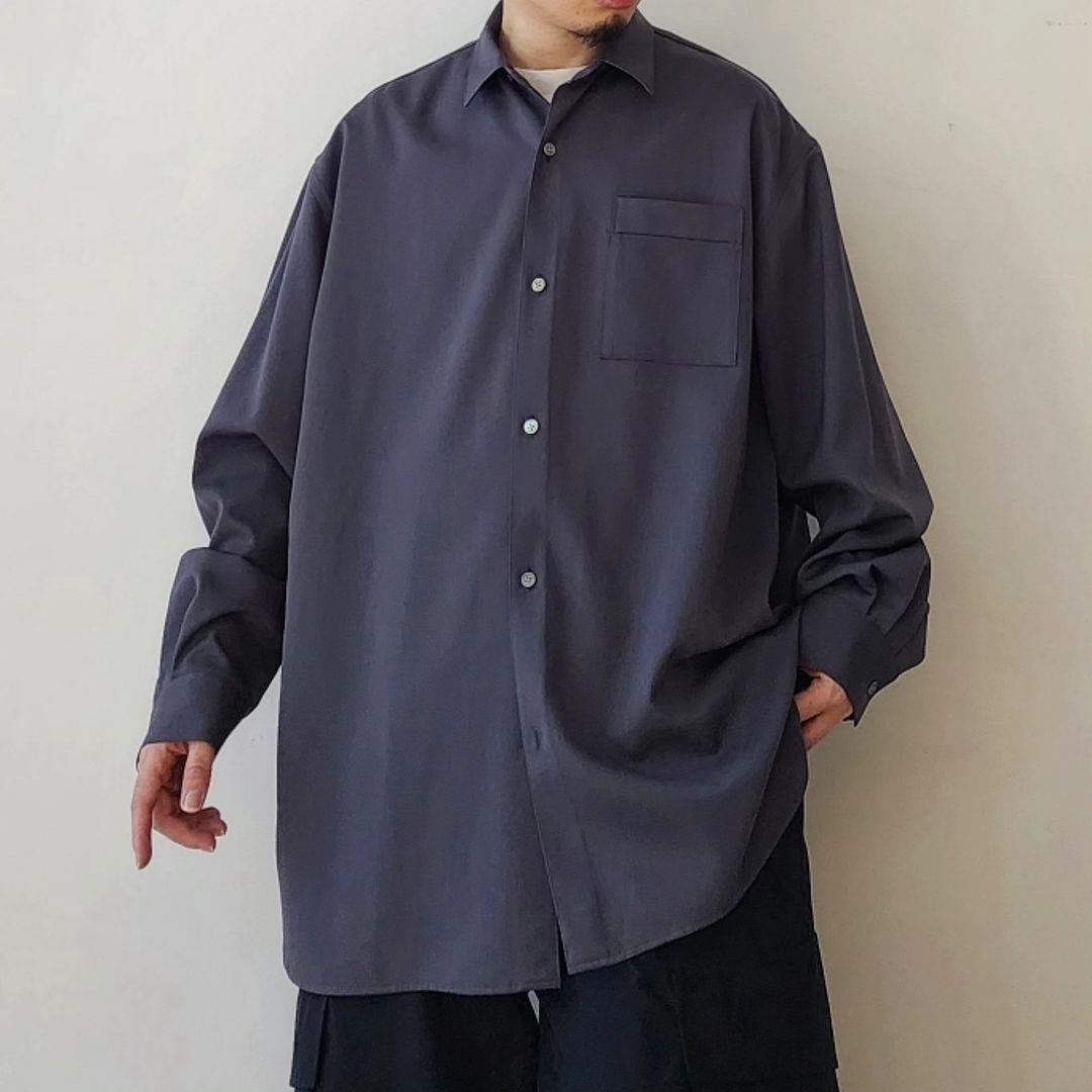 BLANC YM / Wool Gabardine Wide Shirt