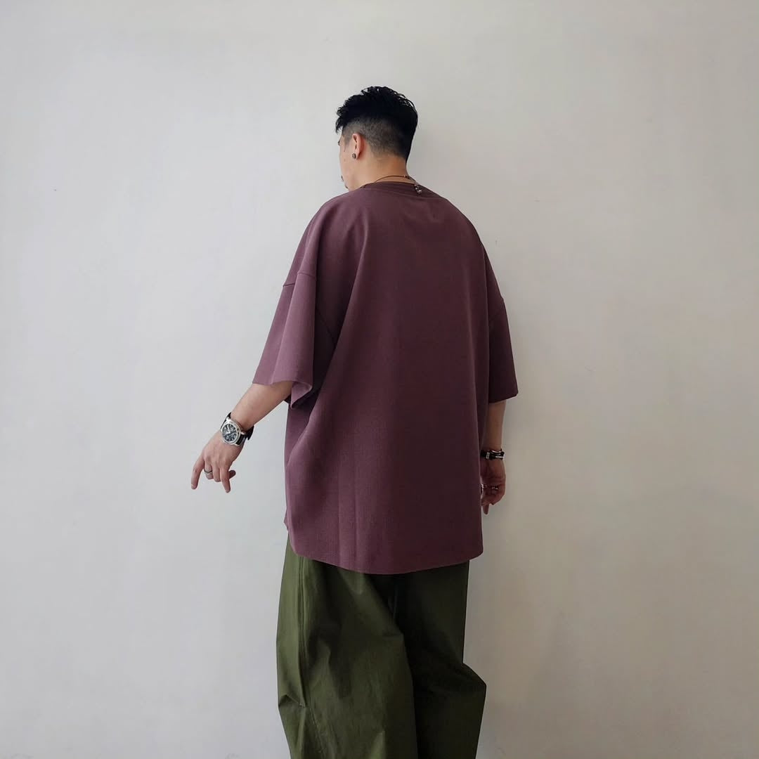 MERELY MADE / Grape Purple Merely Wide Round Neckline T-Shirts