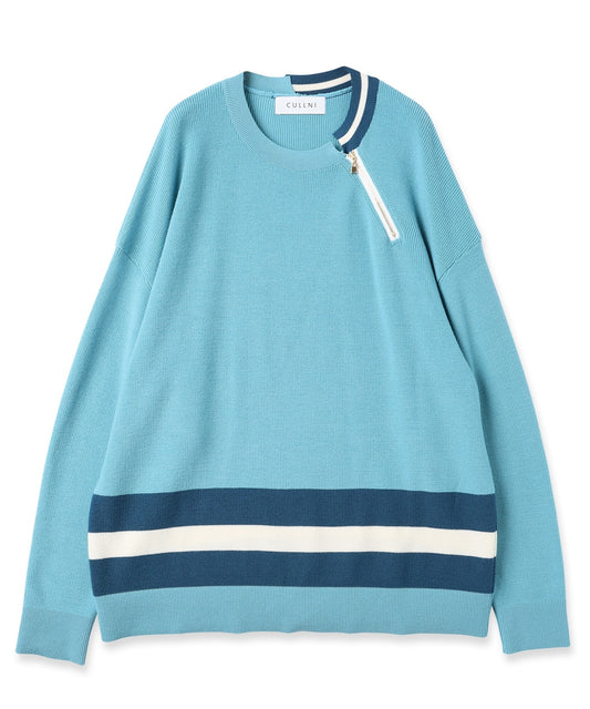 CULLNI / Neck Zip Line Knit