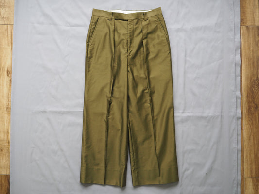 Loosely Twist Moleskin 1-Tuck Baggy Slacks