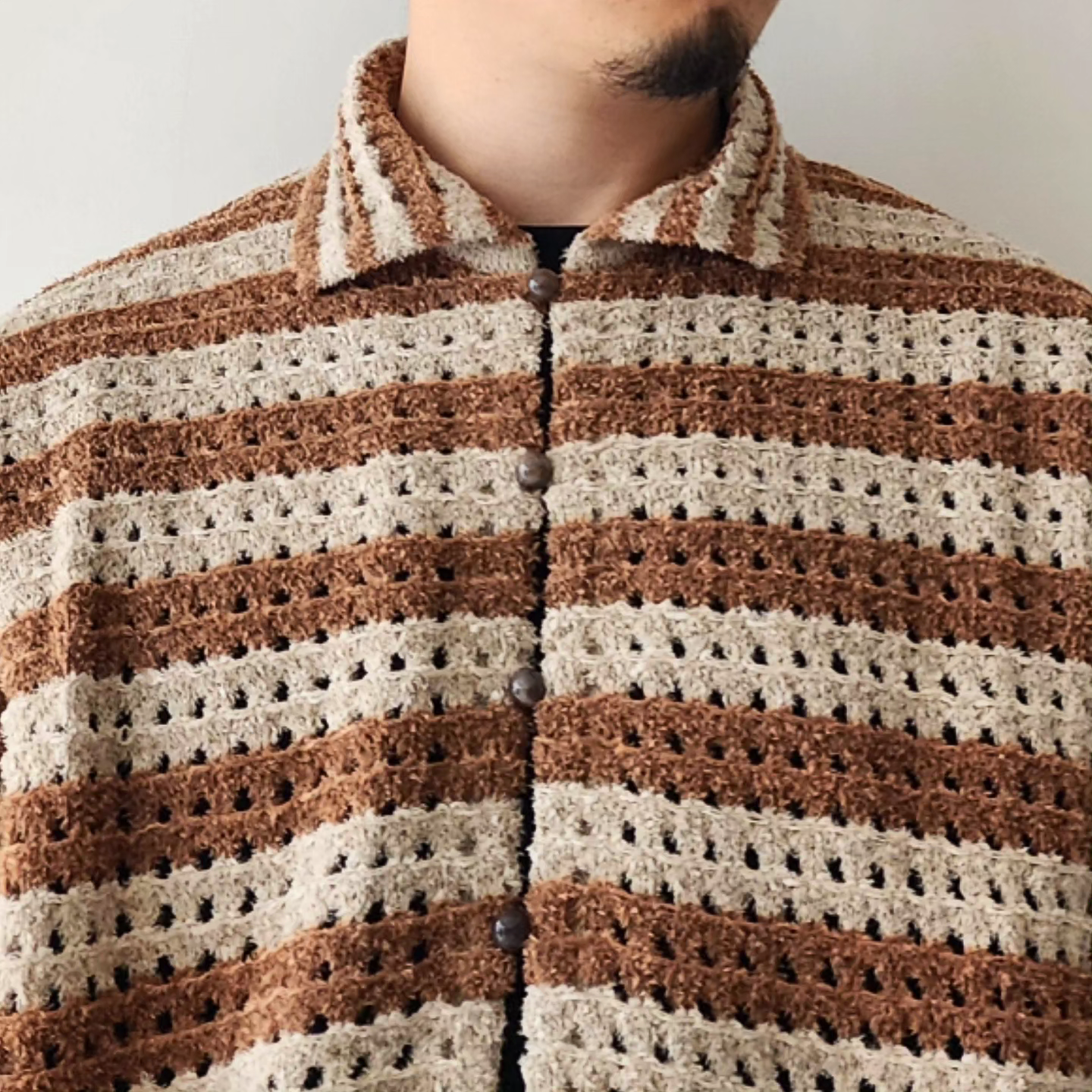 ARE NOT IS / Fluffy WASHI Eyelet Knit Polo