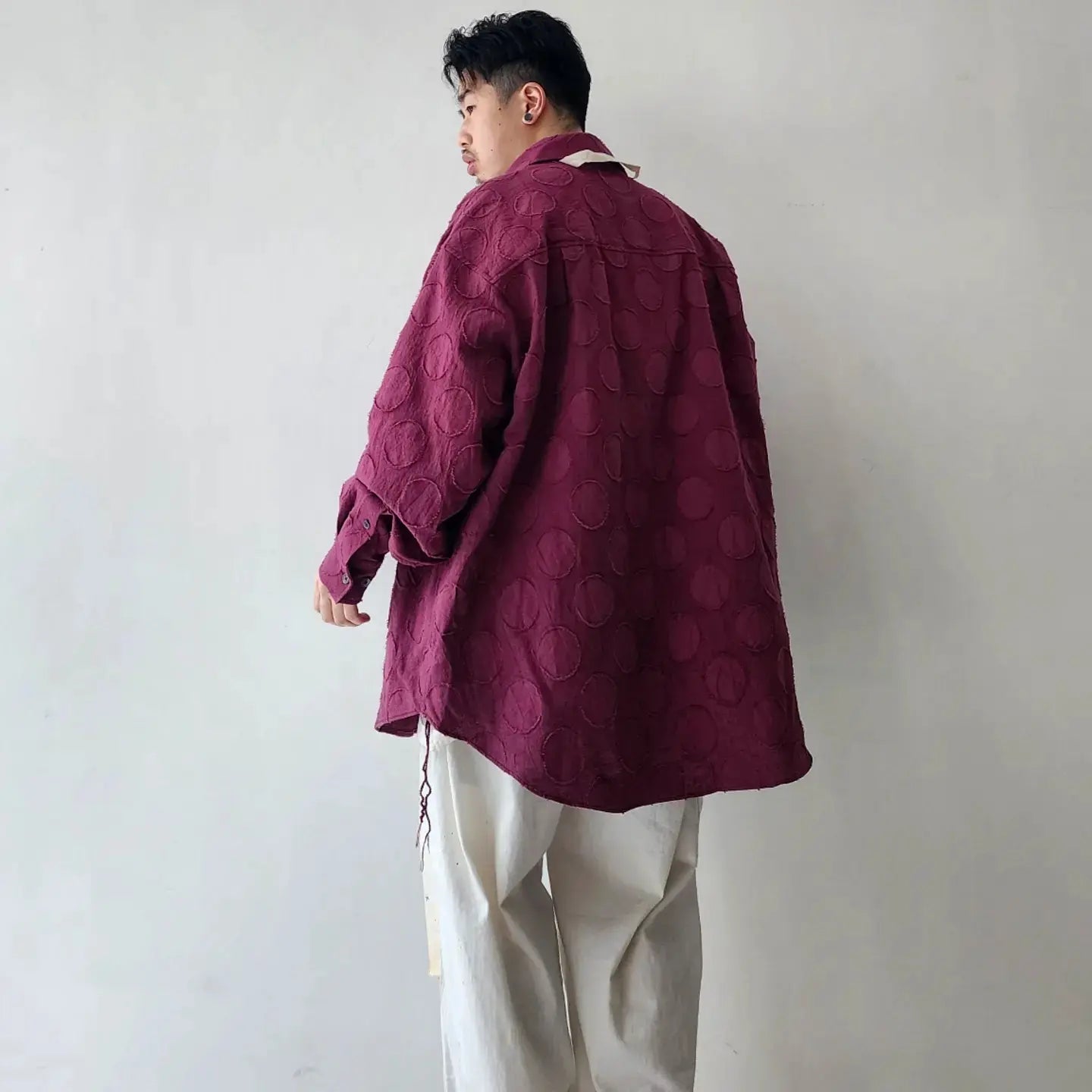 Vintage Purple Jacquard Oversize Shirt