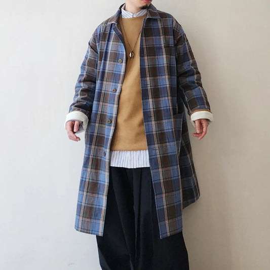 Madras Plaid Cotton*Linen Cloth Shirt Coat
