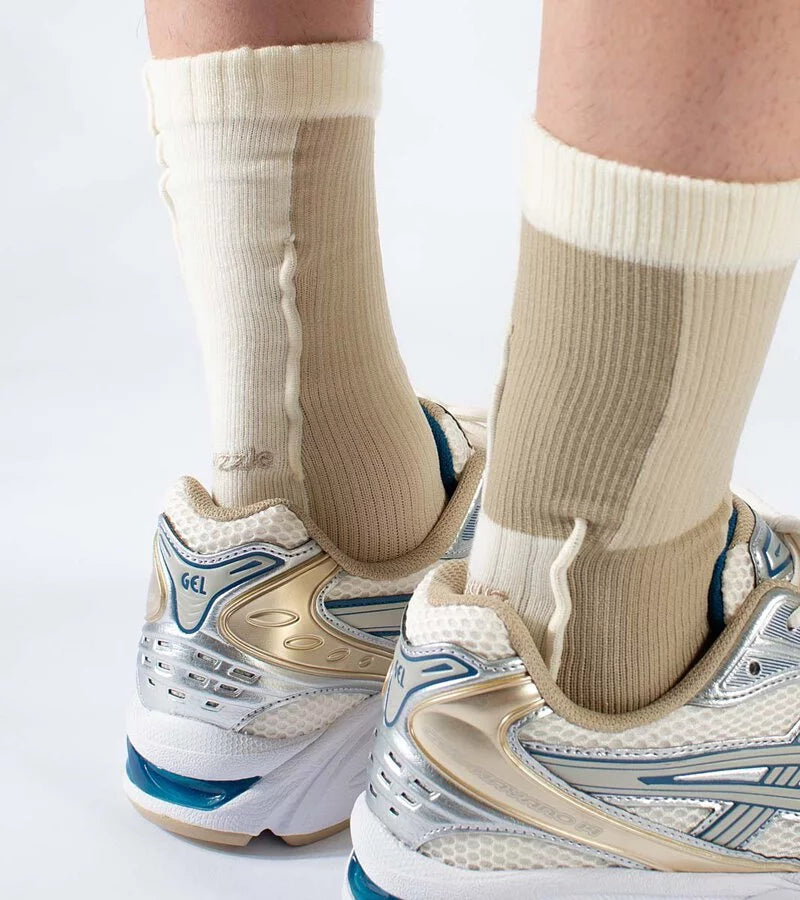 Patch Beige - Patchwork Crew socks