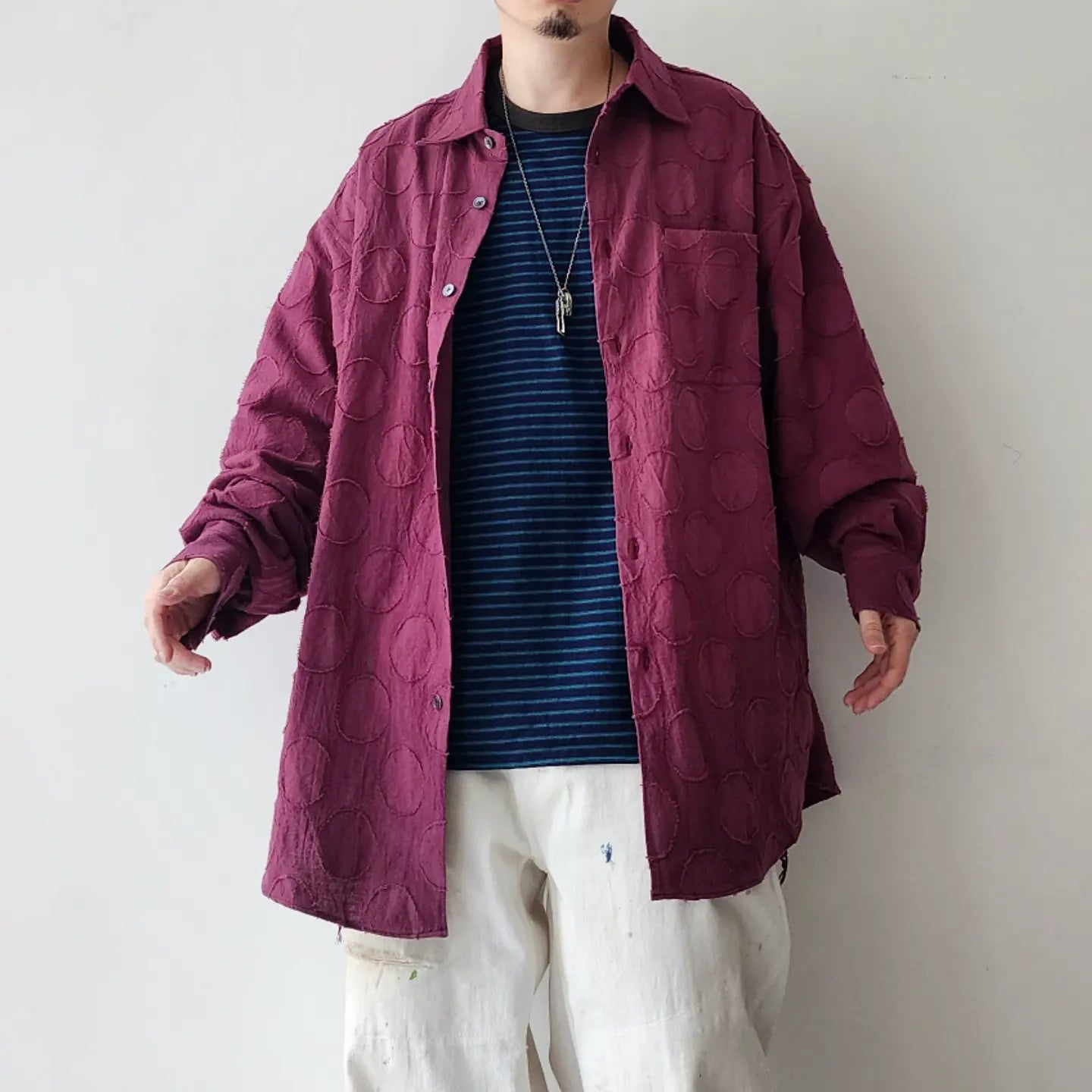 Vintage Purple Jacquard Oversize Shirt