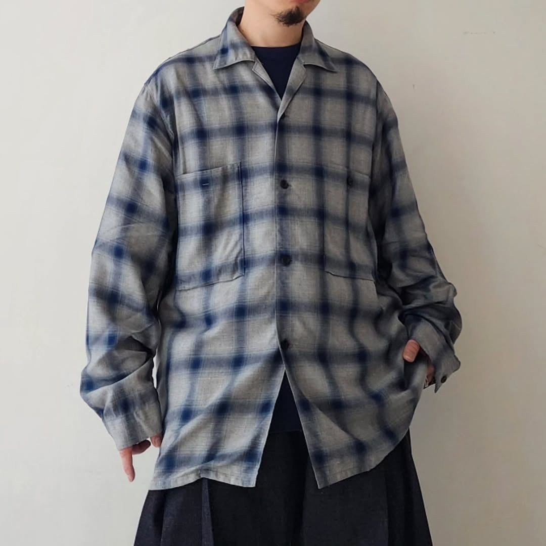ESSAY / Shadow Check Open Collar Shirt