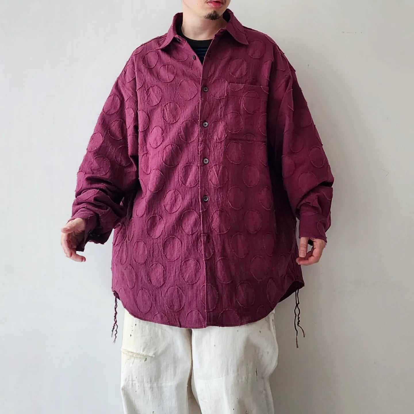 Vintage Purple Jacquard Oversize Shirt