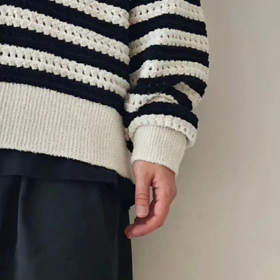 ARE NOT IS / Fluffy WASHI Eyelet Knit Polo