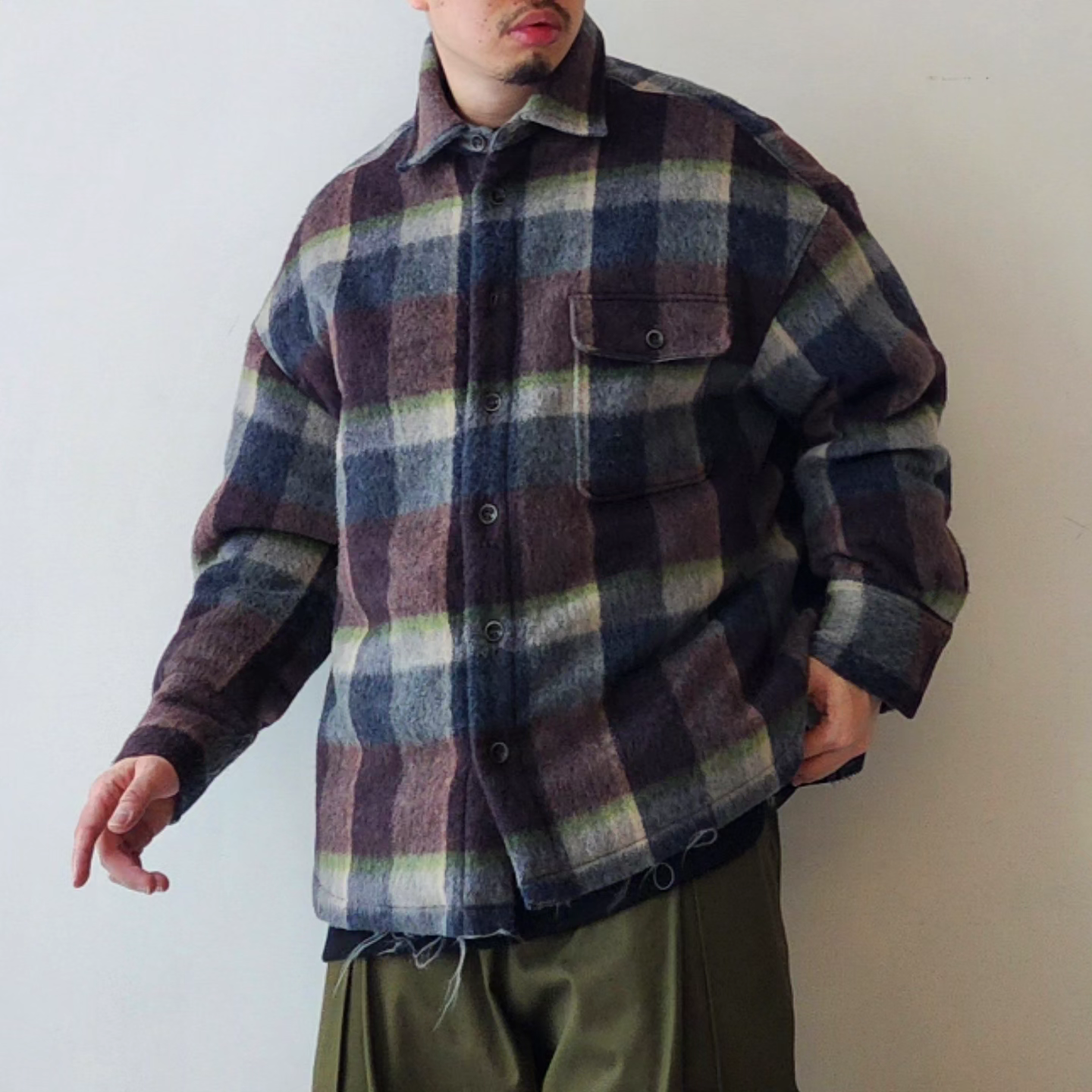 DISCOVERED / Check Shaggy Padded Shirt