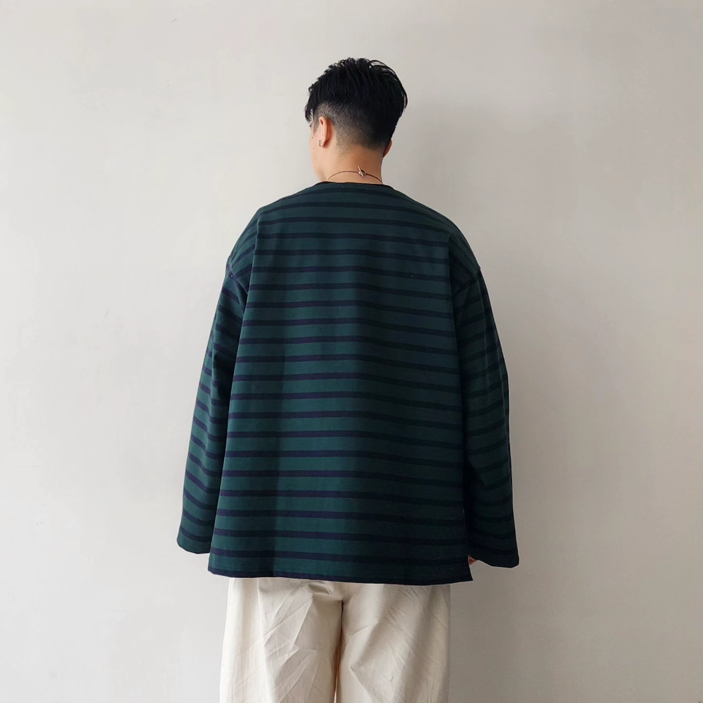 INTERIM / Hyper Big Suvin Giza Basque Border Shirt