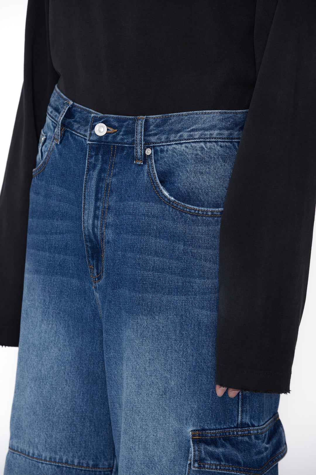 CODA / Indigo Denin Flared Cut Cargo Pants