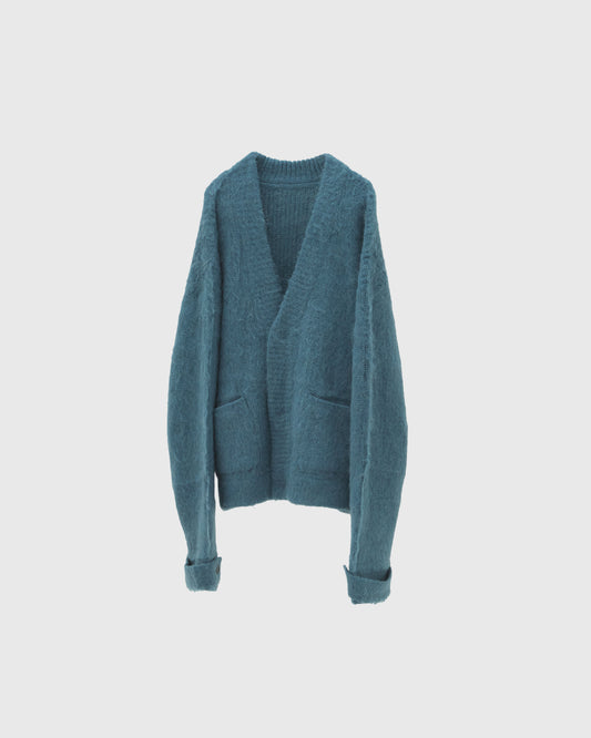 Alpaca Wool Vneck Cardigan (Ash Blue)