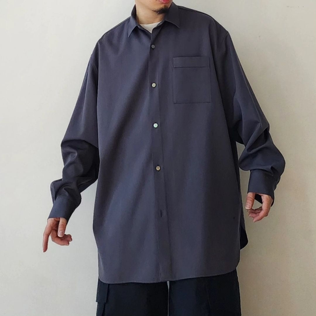 BLANC YM / Wool Gabardine Wide Shirt