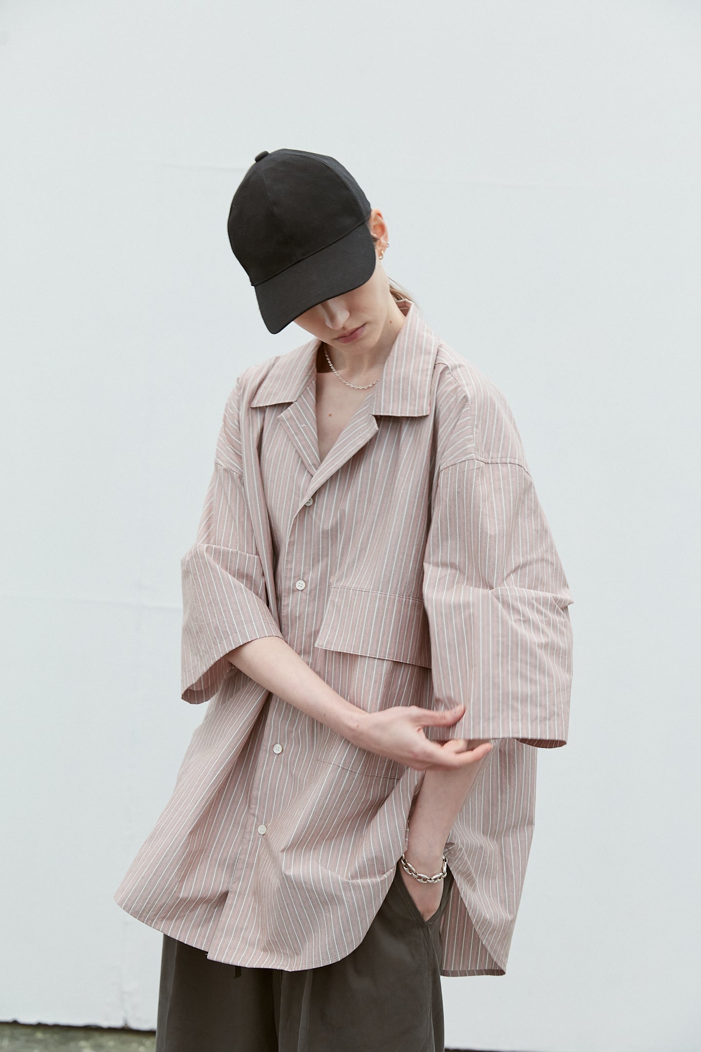 Oversized Stripe Cotton Collar Shirt (RyoTakashima x Tree And Branch)