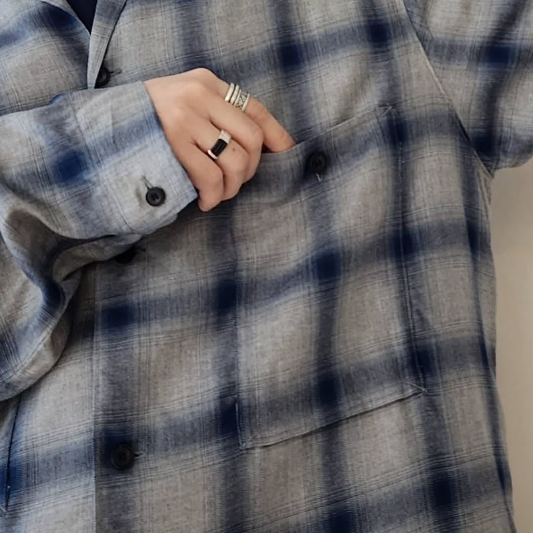 ESSAY / Shadow Check Open Collar Shirt