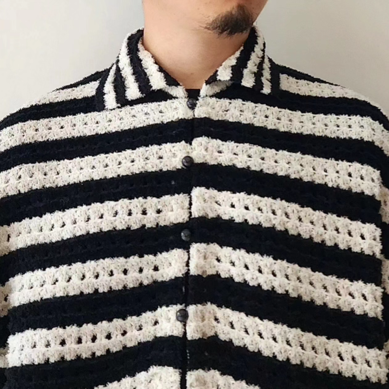 ARE NOT IS / Fluffy WASHI Eyelet Knit Polo