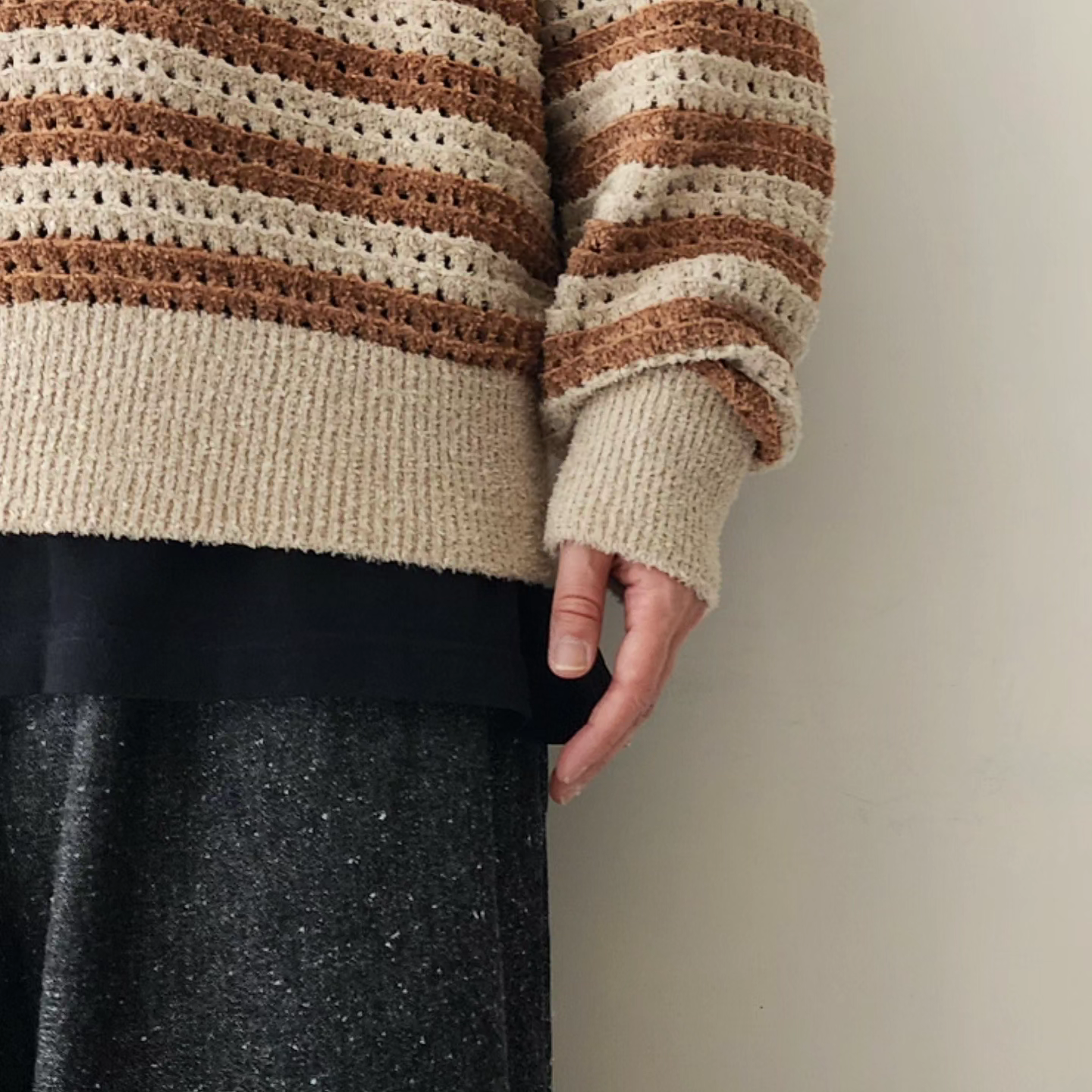 ARE NOT IS / Fluffy WASHI Eyelet Knit Polo