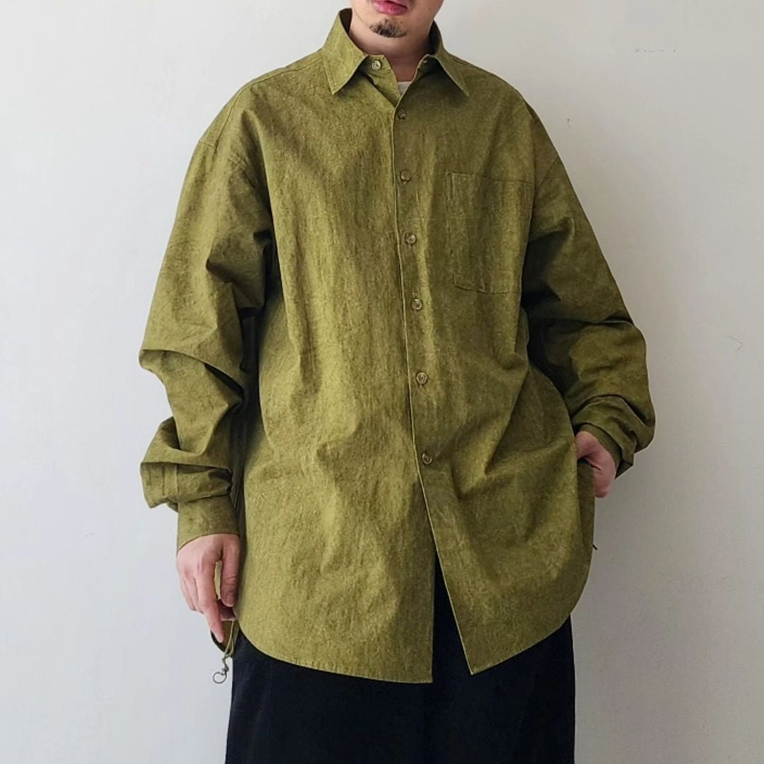 MERELY MADE / Olive Green Merely Natural Dyed Lazy Over Shirt